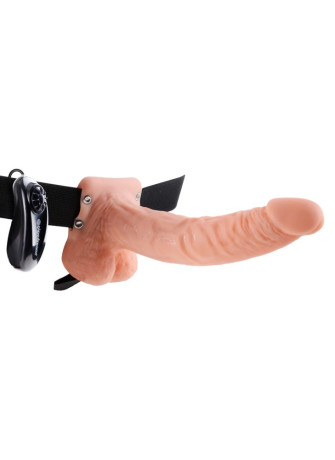 9 inch Vibrating Hollow Strap-on with Balls